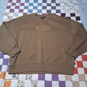 VANS OFF The Wall Embroidered Sweatshirt Pullover Size XL Brown Crew Neck